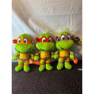 Nickelodeon TMNT Plush Toy Set Michelangelo Raphael Donatello Green 3pc NWT